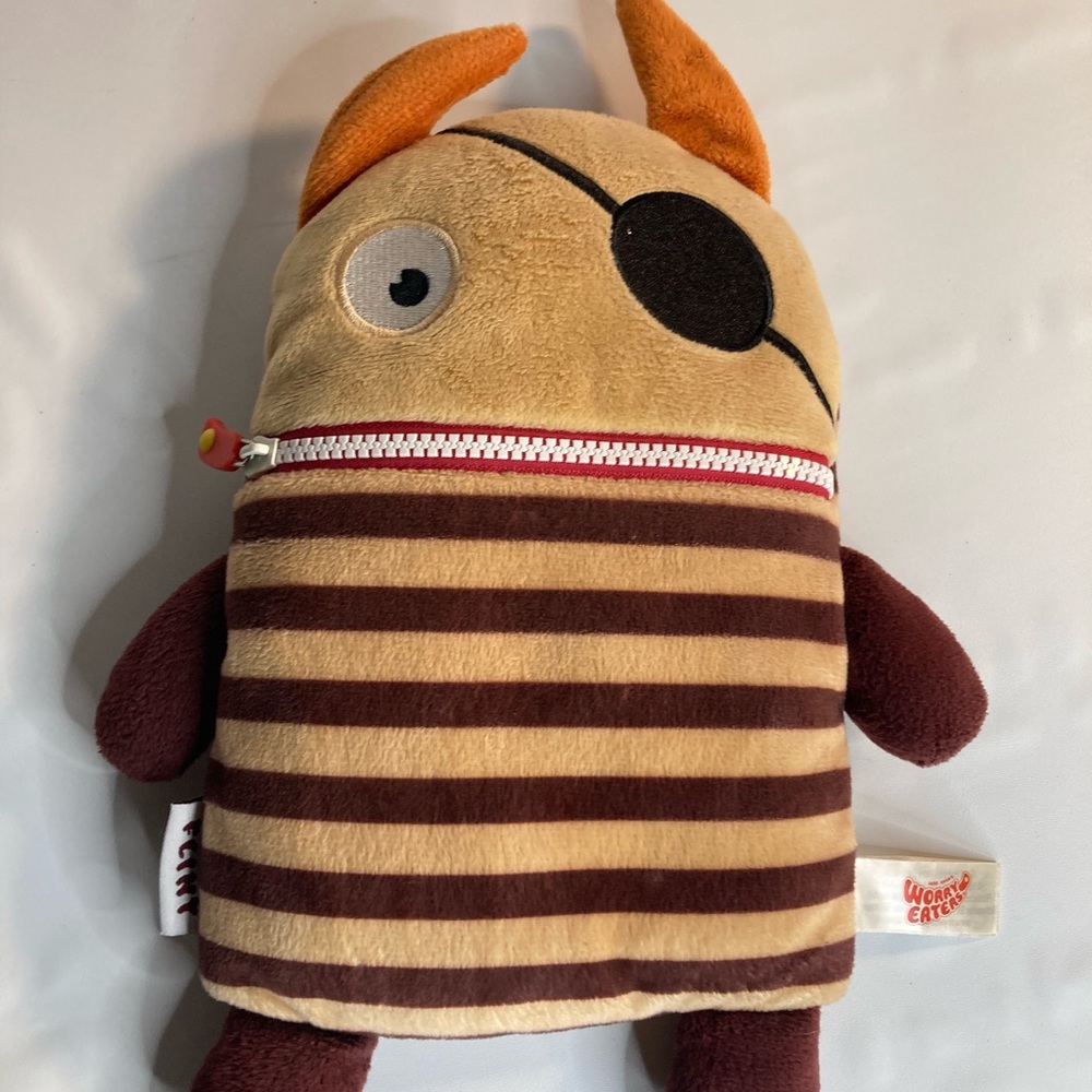 Worry Eaters Soft Toy Flint The Pirate Stuffed Zipper Mouth